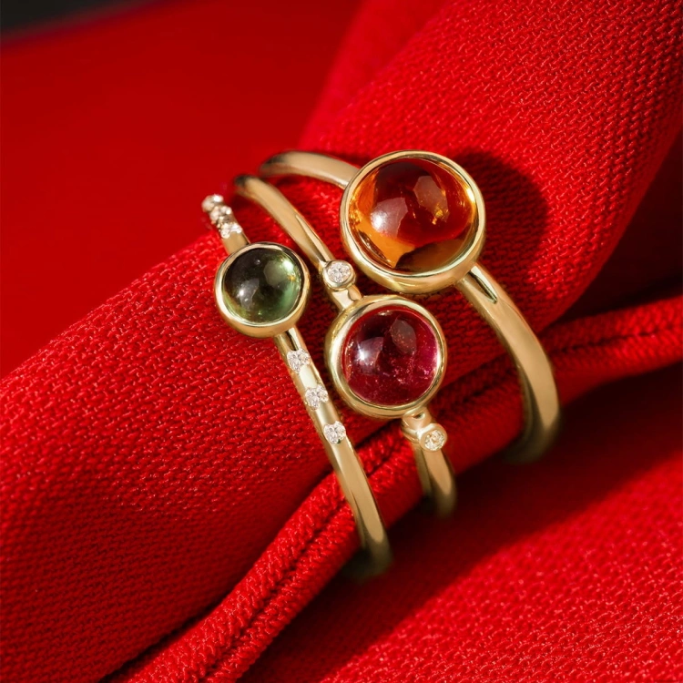 Pierścionek W597 Różowy Turmalin 0,60ct żółte złoto