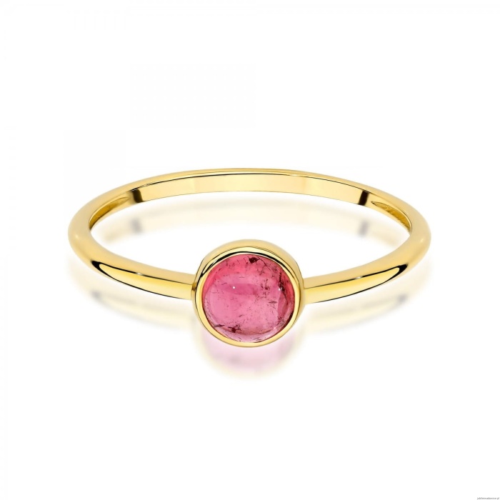 Pierścionek W598 Różowy Turmalin 1,00ct żółte złoto