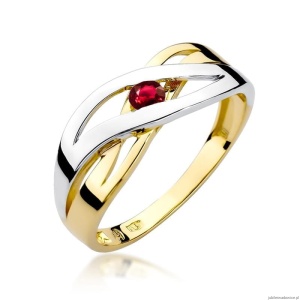 Pierścionek W156 Rubin 0,15ct żółte złoto