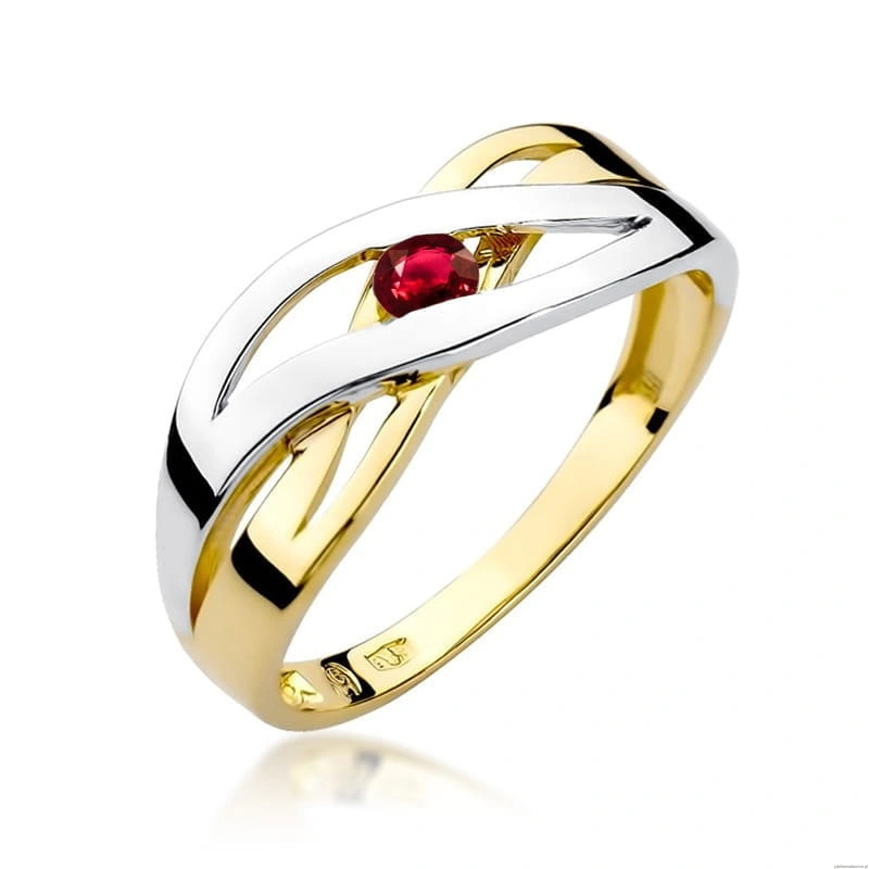 Pierścionek W156 Rubin 0,15ct żółte złoto