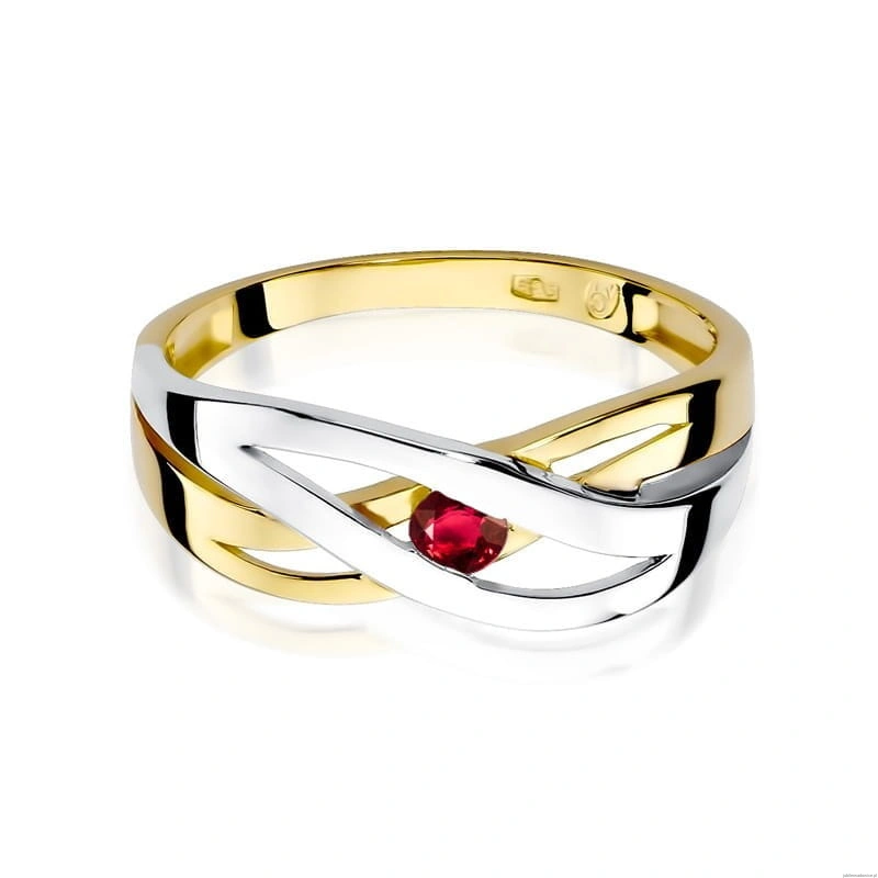 Pierścionek W156 Rubin 0,15ct żółte złoto