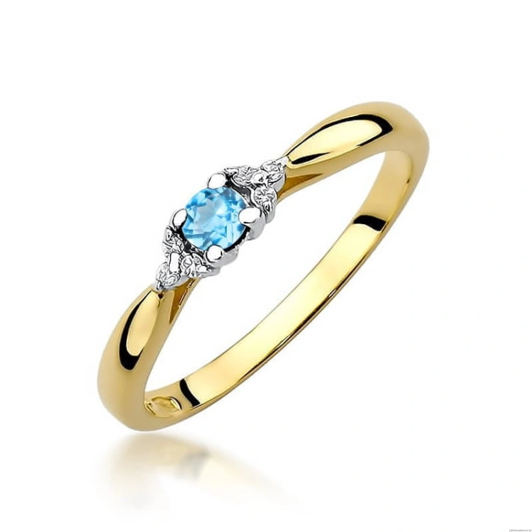 Pierścionek W428 Topaz 0,15ct żółte złoto
