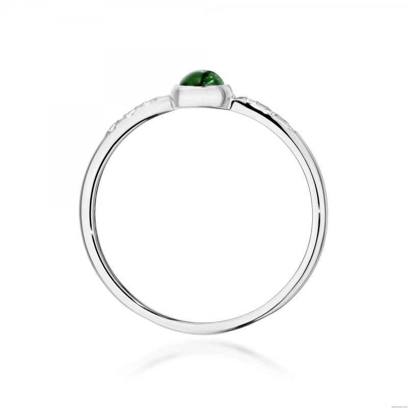 Pierścionek W596 Zielony Turmalin 0,30ct białe złoto