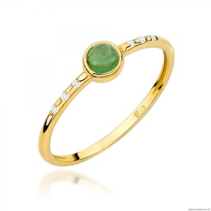 Pierścionek W596 Zielony Turmalin 0,30ct żółte złoto