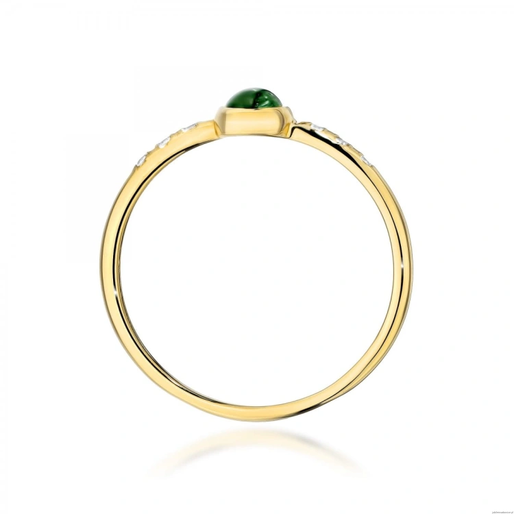Pierścionek W596 Zielony Turmalin 0,30ct żółte złoto