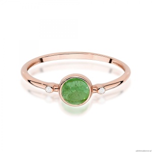 Pierścionek W597 Zielony Turmalin 0,60ct różowe złoto