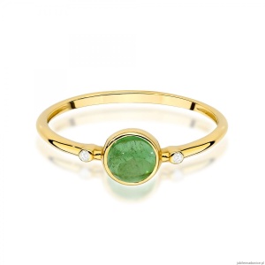 Pierścionek W597 Zielony Turmalin 0,60ct żółte złoto