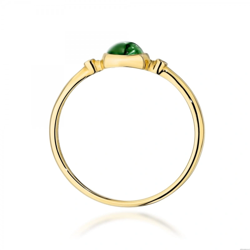Pierścionek W597 Zielony Turmalin 0,60ct żółte złoto