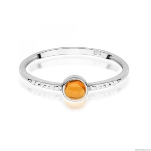 Pierścionek W596 Żółty Turmalin 0,30ct białe złoto