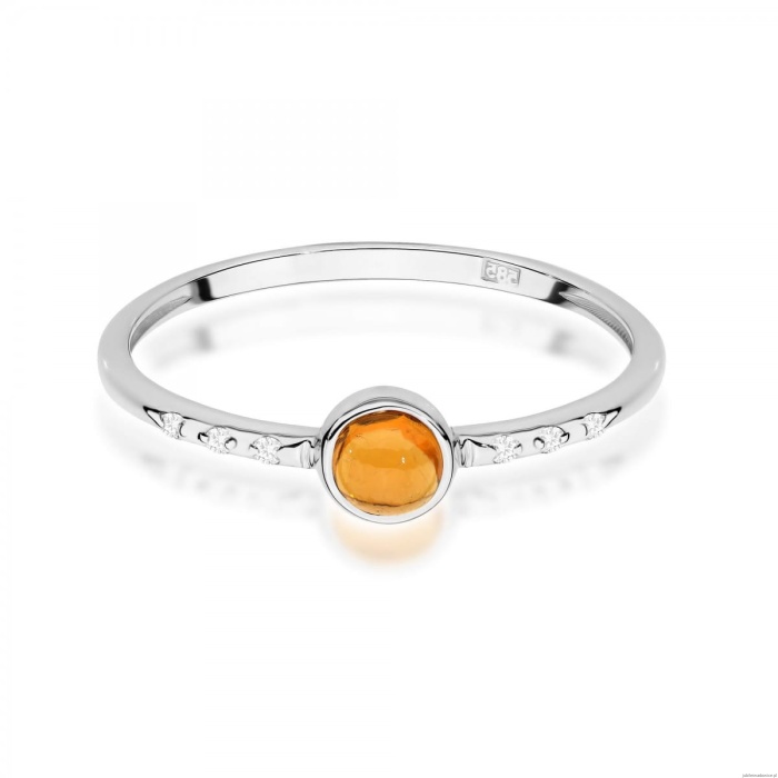 Pierścionek W596 Żółty Turmalin 0,30ct białe złoto