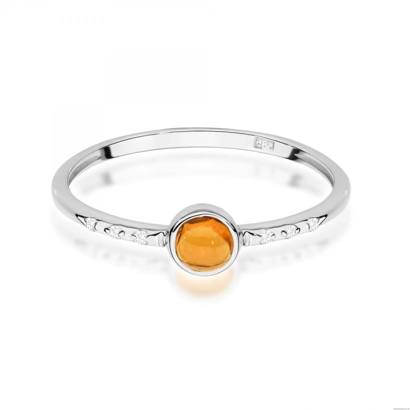 Pierścionek W596 Żółty Turmalin 0,30ct białe złoto