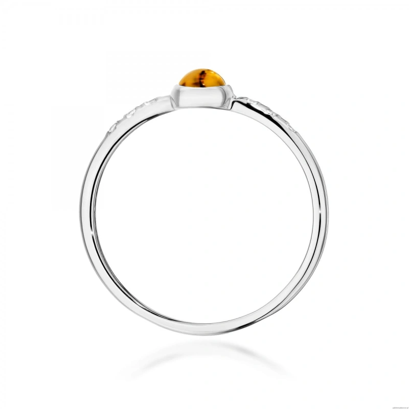 Pierścionek W596 Żółty Turmalin 0,30ct białe złoto