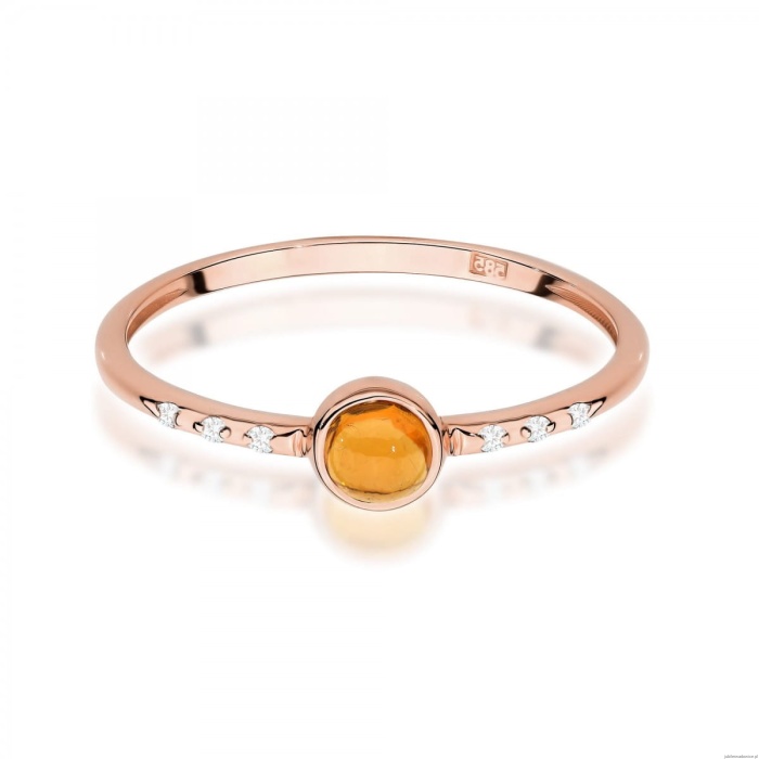 Pierścionek W596 Żółty Turmalin 0,30ct różowe złoto