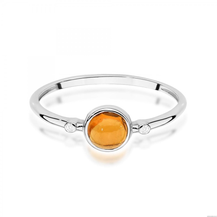 Pierścionek W597 Żółty Turmalin 0,60ct białe złoto