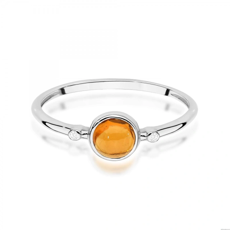 Pierścionek W597 Żółty Turmalin 0,60ct białe złoto