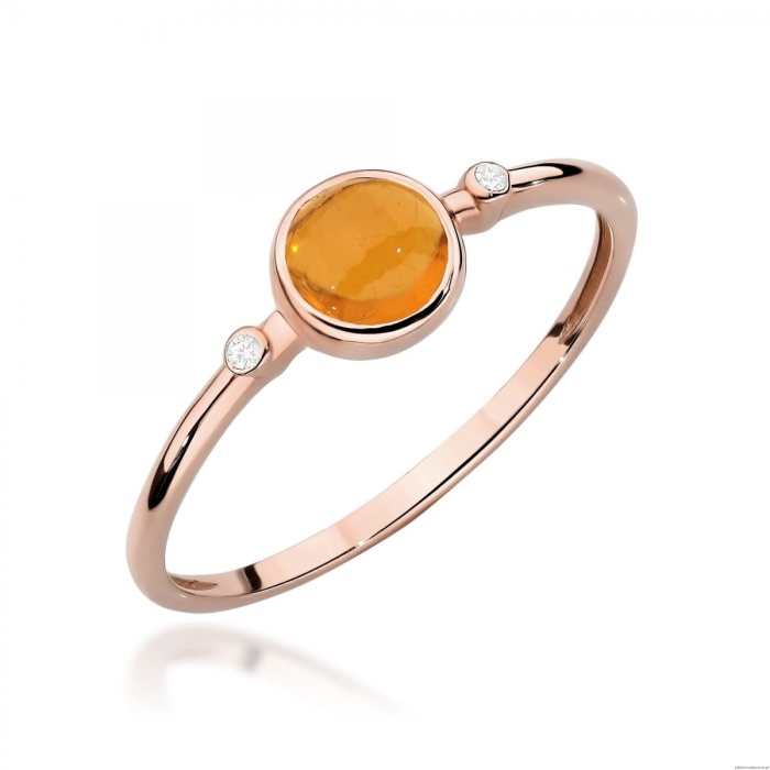 Pierścionek W597 Żółty Turmalin 0,60ct różowe złoto