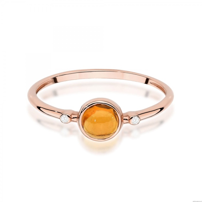 Pierścionek W597 Żółty Turmalin 0,60ct różowe złoto