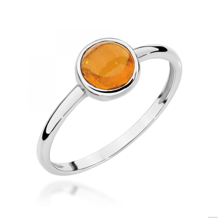 Pierścionek W598 Żółty Turmalin 1,00ct białe złoto