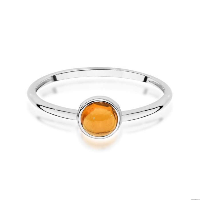 Pierścionek W598 Żółty Turmalin 1,00ct białe złoto