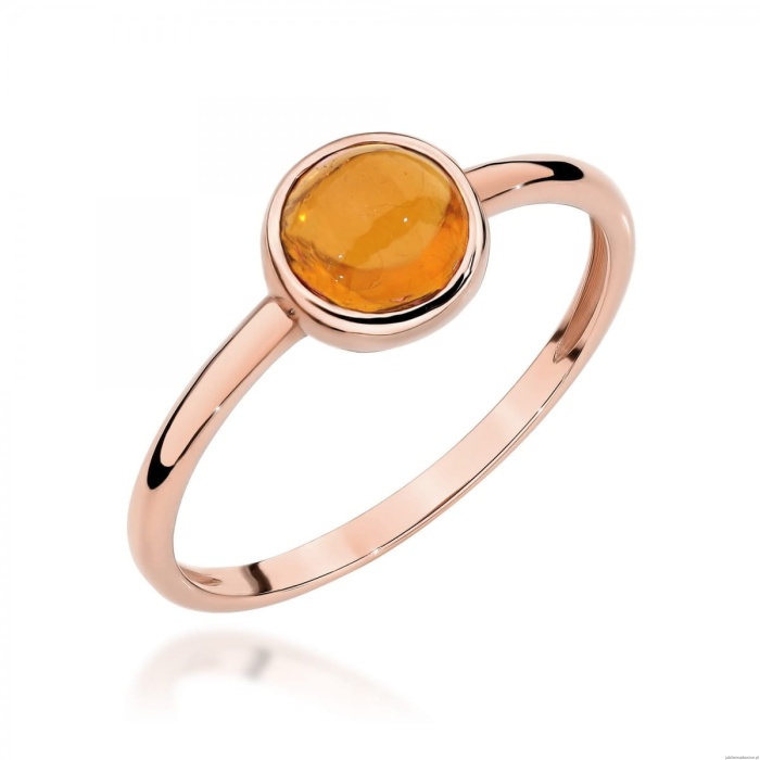 Pierścionek W598 Żółty Turmalin 1,00ct różowe złoto