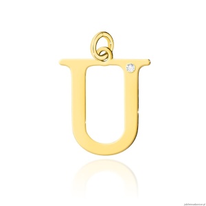 Zawieszka Z0070 Diament 0,005ct - litera U - żółte złoto