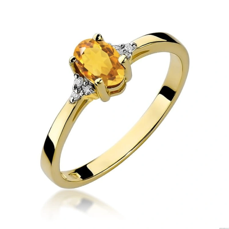 Pierścionek W301 Cytryn 0,60ct żółte złoto