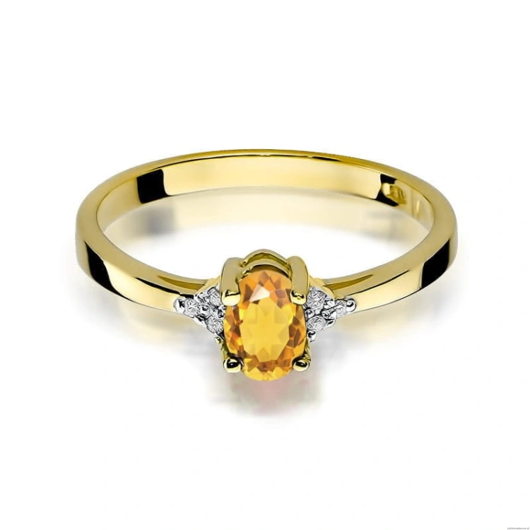 Pierścionek W301 Cytryn 0,60ct żółte złoto
