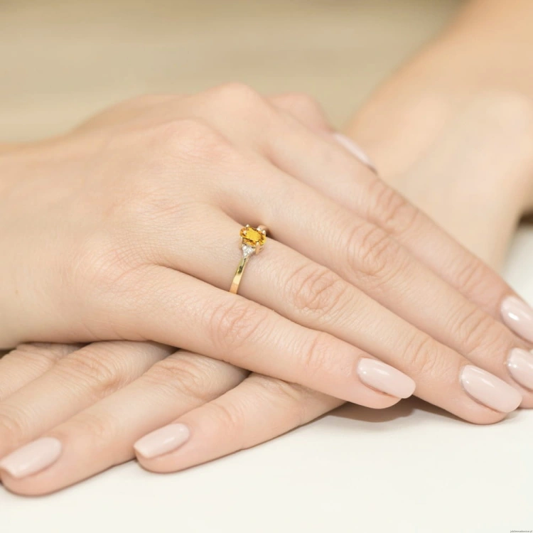 Pierścionek W301 Cytryn 0,60ct żółte złoto