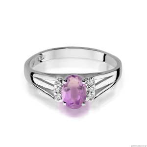 Pierścionek W005 Ametyst 0,40ct białe złoto