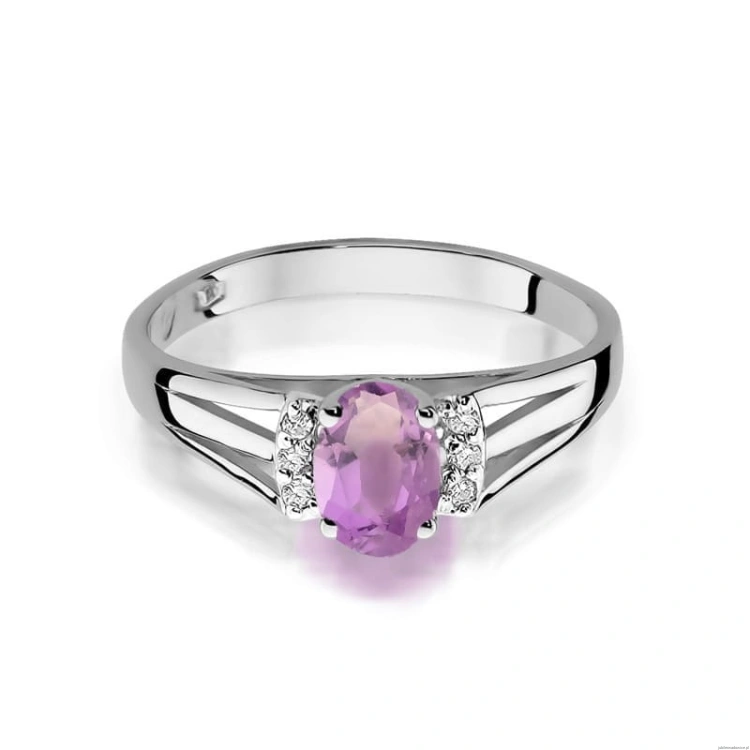 Pierścionek W005 Ametyst 0,40ct białe złoto