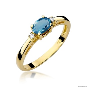 Pierścionek W006 Topaz London Blue 0,50ct żółte złoto