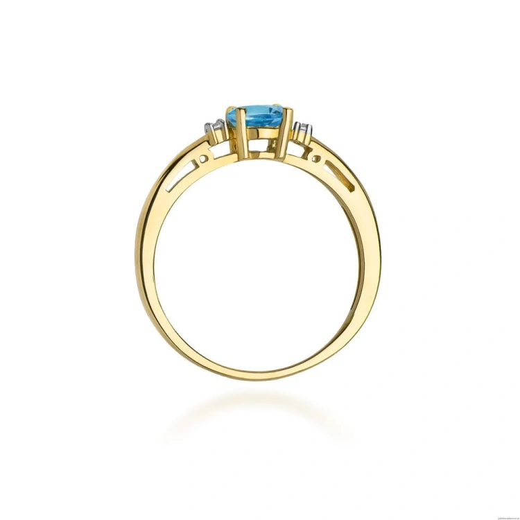 Pierścionek W006 Topaz London Blue 0,50ct żółte złoto