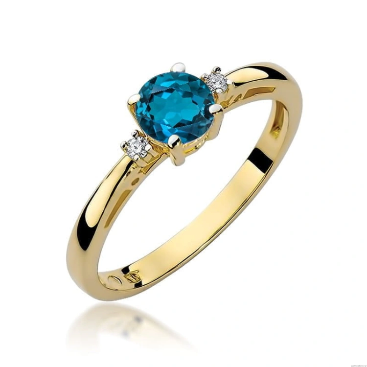 Pierścionek W010 Topaz London Blue 0,50ct żółte złoto