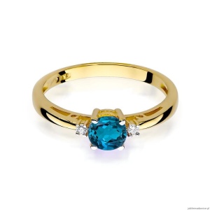Pierścionek W010 Topaz London Blue 0,50ct żółte złoto