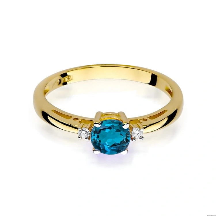 Pierścionek W010 Topaz London Blue 0,50ct żółte złoto