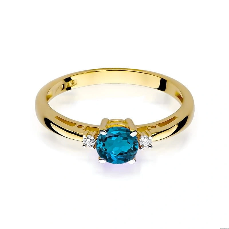 Pierścionek W010 Topaz London Blue 0,50ct żółte złoto