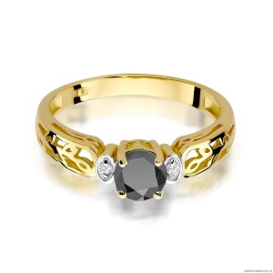 Pierścionek W014 Czarny Diament 0,50ct żółte złoto