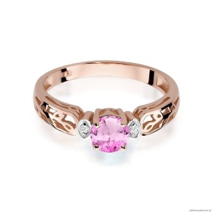 Pierścionek W014 Różowy Topaz 0,50ct różowe złoto
