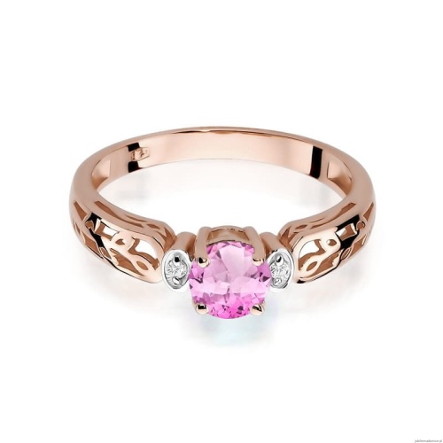 Pierścionek W014 Różowy Topaz 0,50ct różowe złoto