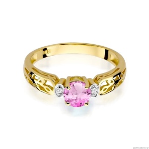 Pierścionek W014 Różowy Topaz 0,50ct żółte złoto