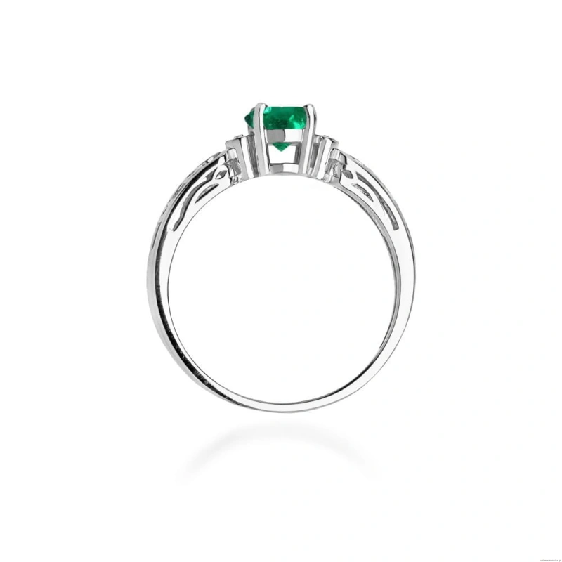 Pierścionek W014 Szmaragd 0,50ct białe złoto