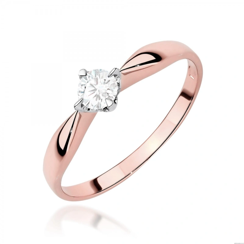 Pierścionek W0171 Diament Laboratoryjny 0,15ct różowe złoto