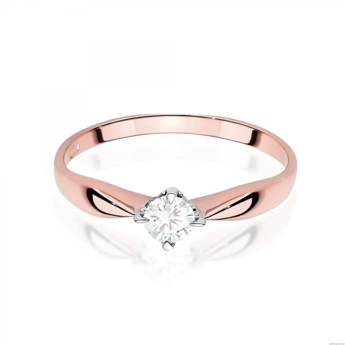 Pierścionek W0171 Diament Laboratoryjny 0,15ct różowe złoto