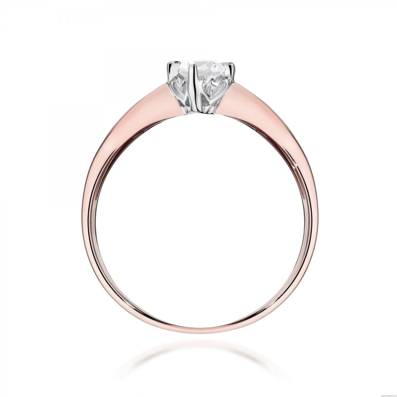 Pierścionek W0171 Diament Laboratoryjny 0,15ct różowe złoto