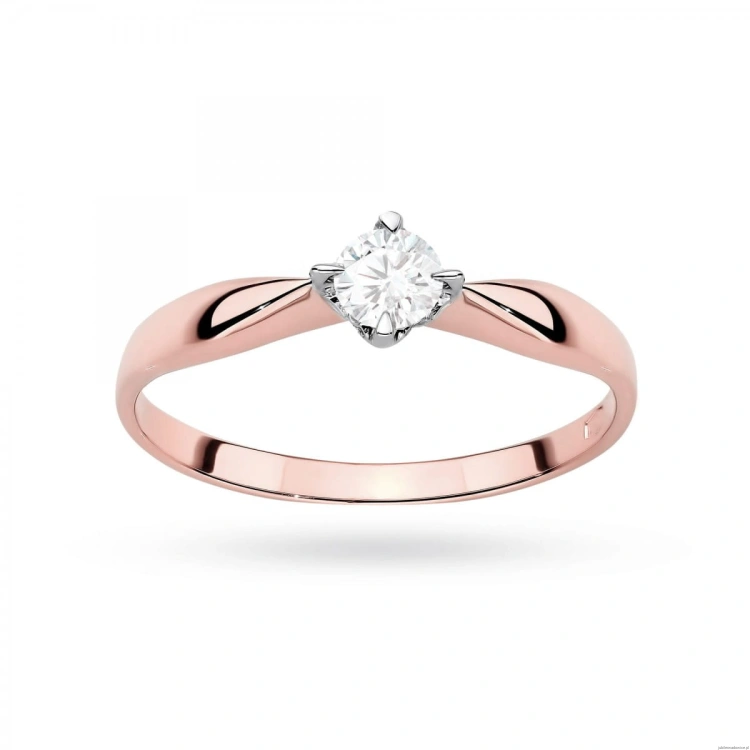 Pierścionek W0171 Diament Laboratoryjny 0,15ct różowe złoto