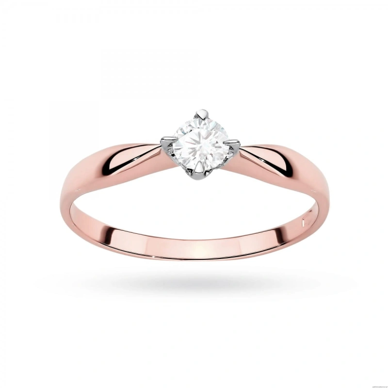 Pierścionek W0171 Diament Laboratoryjny 0,15ct różowe złoto