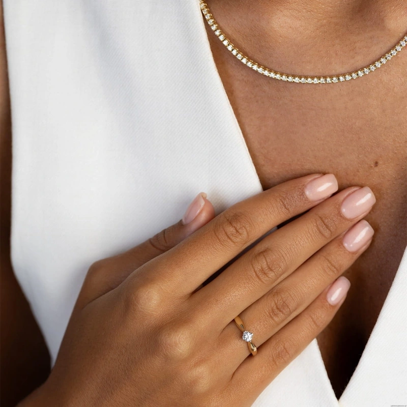 Pierścionek W0171 Diament Laboratoryjny 0,15ct żółte złoto