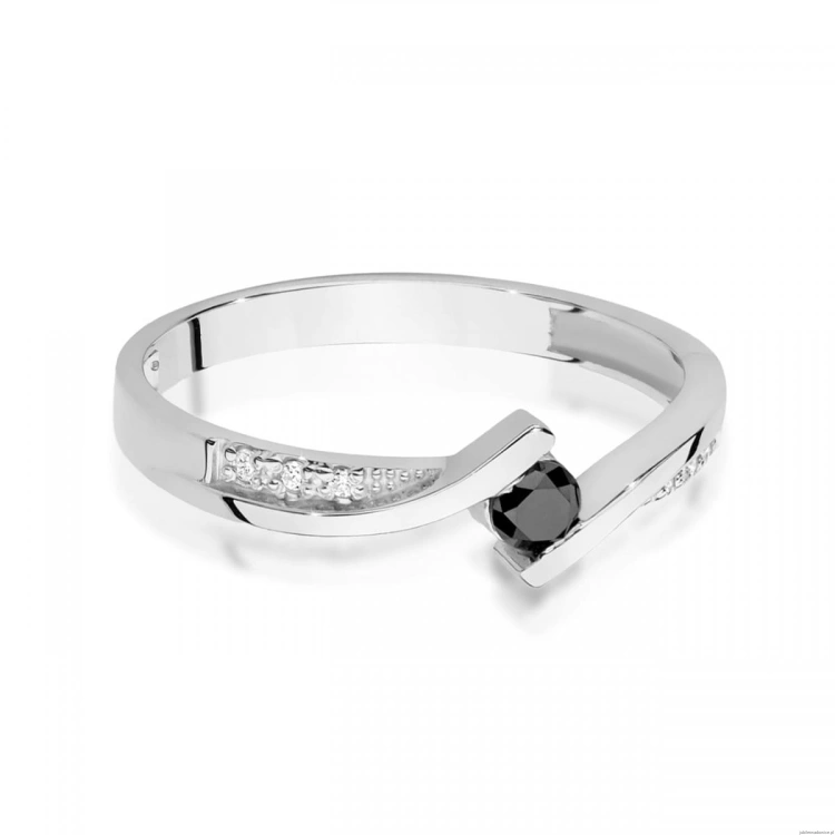 Pierścionek W0177 Czarny Diament 0,12ct białe złoto