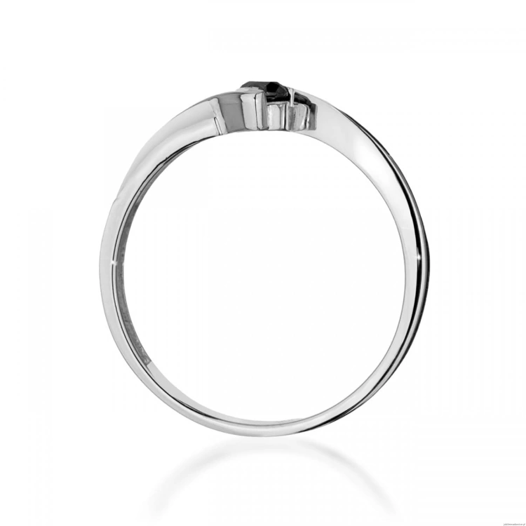Pierścionek W0177 Czarny Diament 0,12ct białe złoto