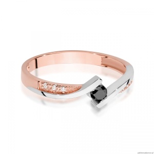 Pierścionek W0177 Czarny Diament 0,12ct różowe złoto